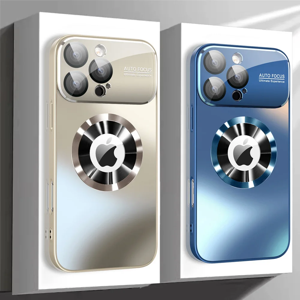 

New Titanium Metallic Luxury Matte Case For iPhone 17 16 15 14 13 12 11 Pro Max For Magsafe AG Glass Full Lens Protector Cover