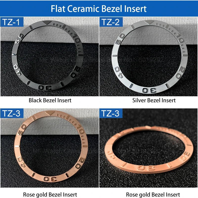 Flat ceramic bezel insert 38*31.5mm Convex word For SKX007 SKX009 SKX011 MOD watch parts