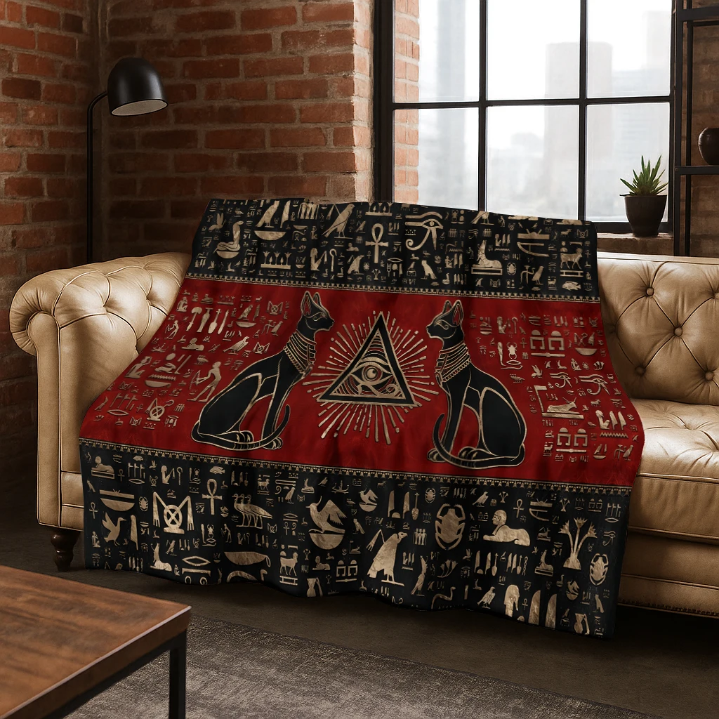 3D-Flanelldecke mit antiken ägyptischen Pyramiden, weiche warme Decke für Schlafzimmer, Wohnzimmer, Büro, Reisen, Camping, Picknick, Geschenk