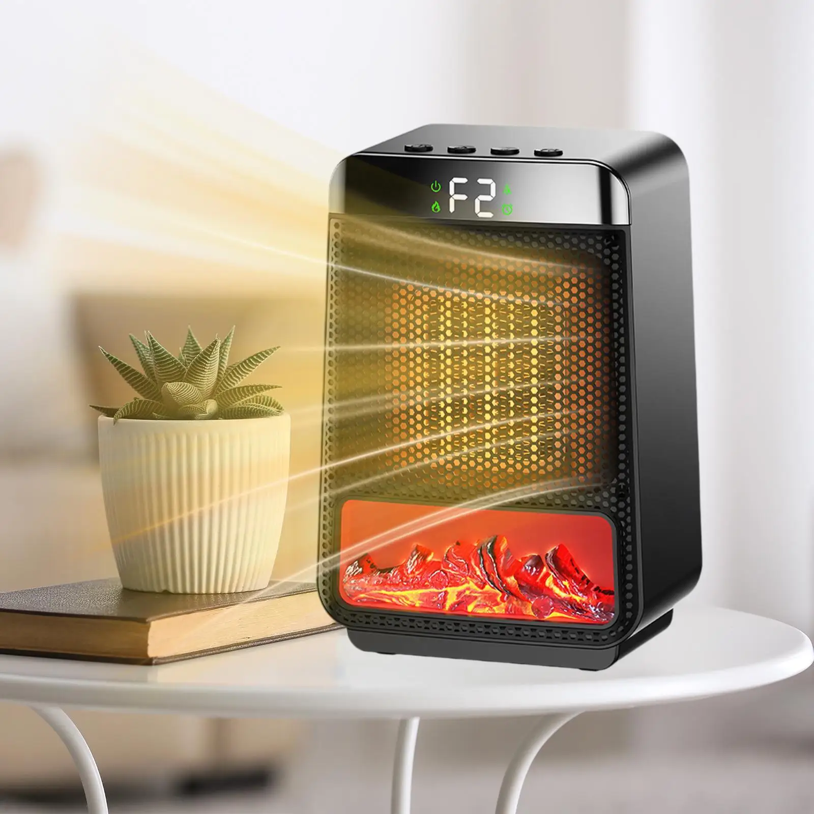 

Electric Fireplace Heater Creative EU Adapter Plug for Indoor Bedroom Office