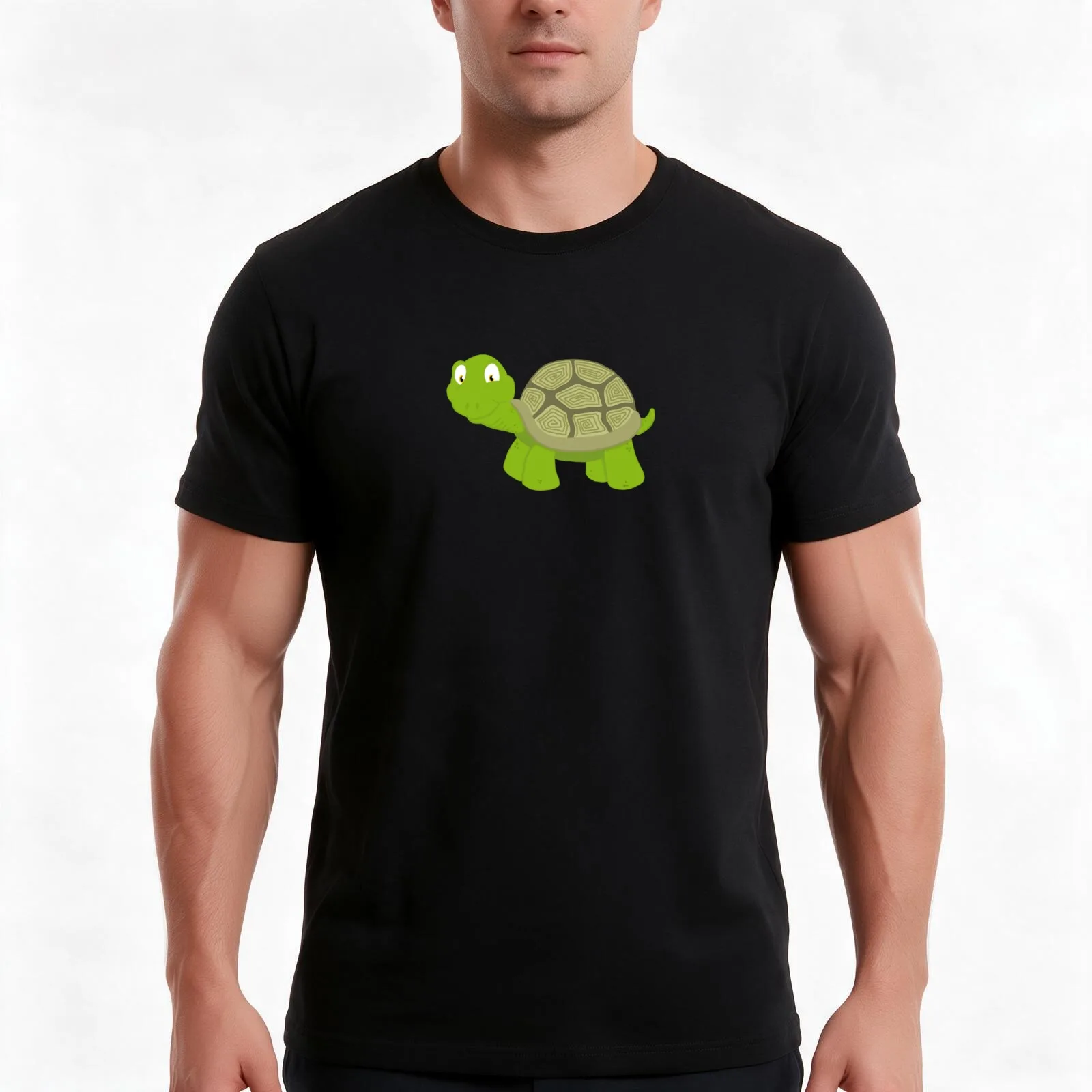 Cute smiling green tortoise T-Shirt Summer Casual Cotton Tee Oversized Streetwear Tops Vintage Graphic Print 100% Cotton