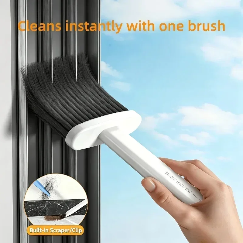 Window Track Cleaning Brush Zinc Alloy Handle Soft Bristle Crevice Dusting Brush