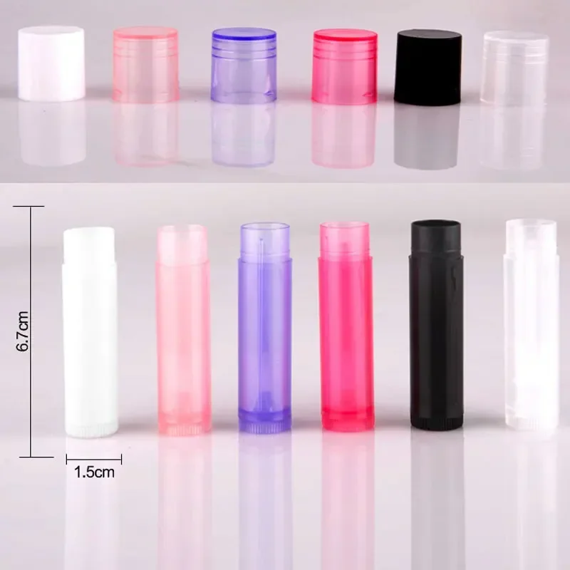 100 stücke x 5ml Probe Kunststoff leere Lippenstift Lippen balsam Behälter Flaschen Röhrchen (6 Farben) DIY Kosmetik tuben Lip gloss Tuben