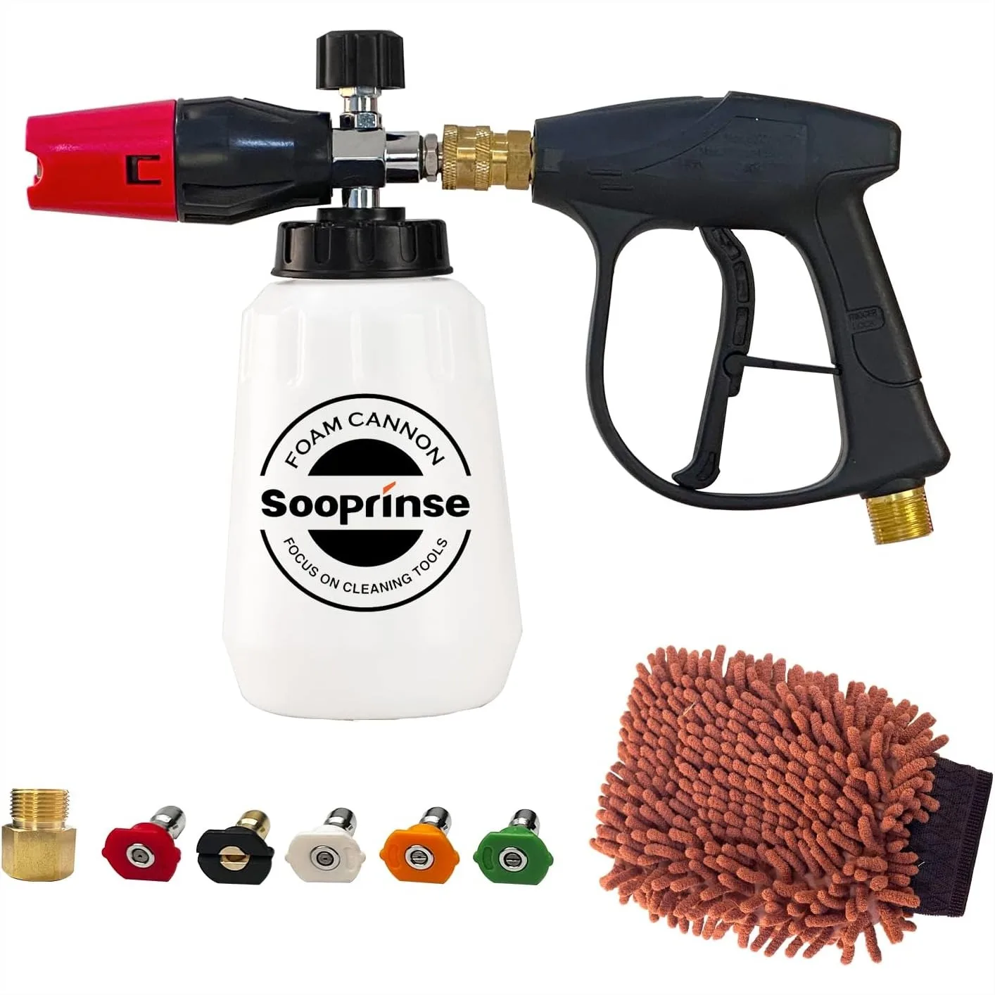 

Foam Cannon Kit With Pressure Washer Short Gun 1 L Snow Foam Lance With 1/4 Inch Quick Connector Foam Blaster 4000 PSI Black