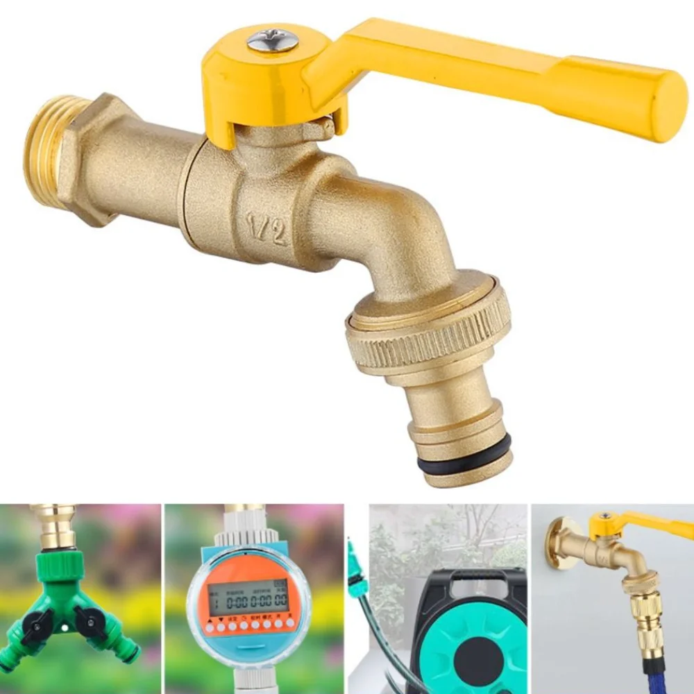 2-Way Garden Hose Faucet Adapter Wall Mounted Ball Valve IBC Water Tank Connector Heat-resistant Anti Freezing