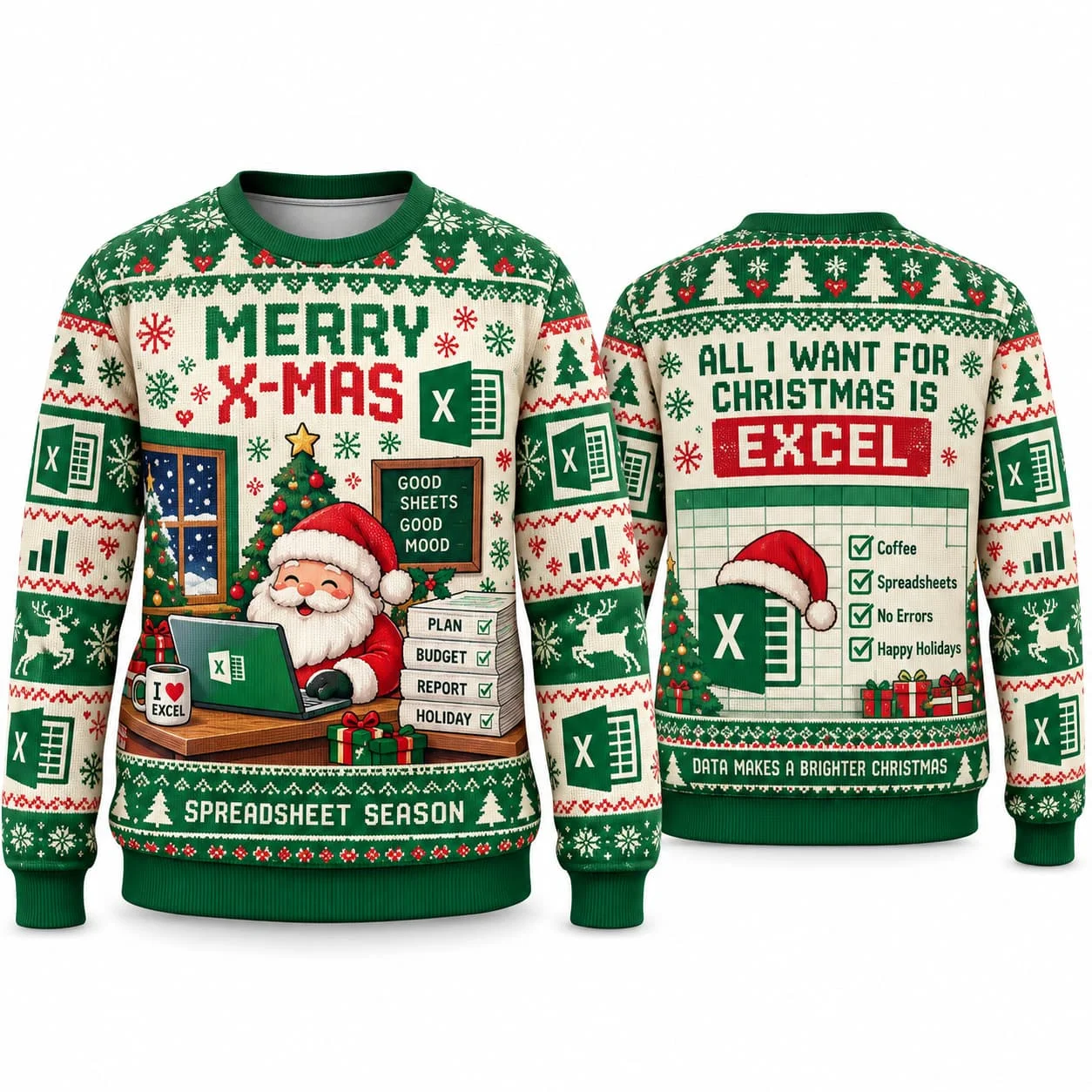 Ugly Christmas Sweater Kids 3D Printed Crewneck Sweatshirt Unisex Adults Autumn Winter Office Excel Santa Holiday Party Gifts