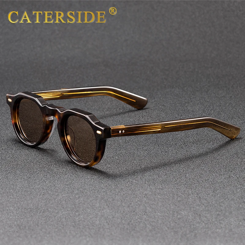 

CATERSIDE Vintage Acetate Round Men Sunglasses Small Frame High-Quality Frame Sun Glasses Women Party Travel Outdoor Glasses