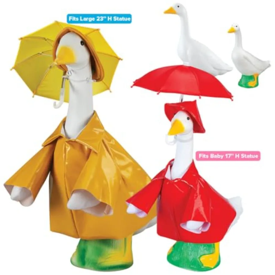 Gaggleville Goose Raincoat Bundle for outdoor use, waterproof polyester, white, includes 1 large 23 goose with reflective detai