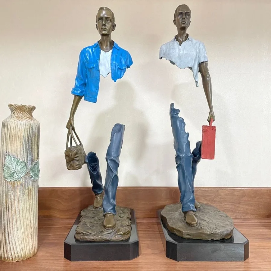 Copper Figurine Art Crafts Bronze Traveller Statue Abstract Man Sculpture Large Famous French Replica Classy Home Decor Gift