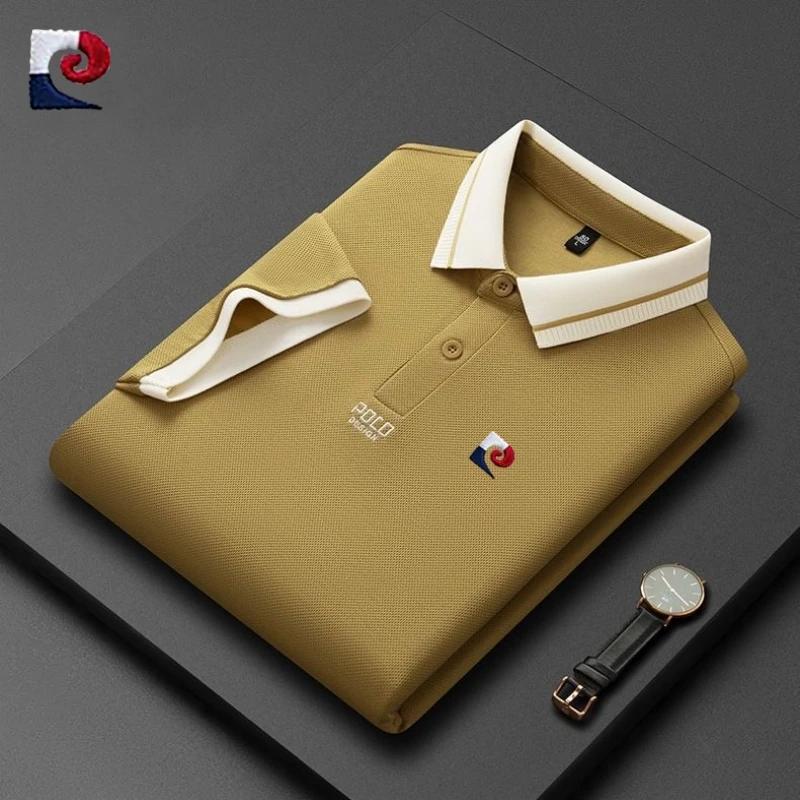 

Новая мужская высококачественная рубашка-поло с короткими рукавами, летняя модная, повседневная, удобная, впитывающая пот и дышащая.