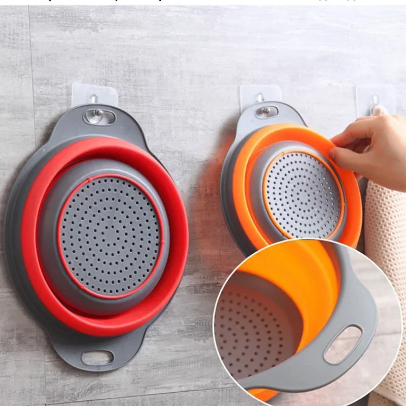 Foldable Dish Drainer Square Silicone Food Fruit Vegetable Washing Basket with Handle Multi-use Colander Kitchen Drainer 2026