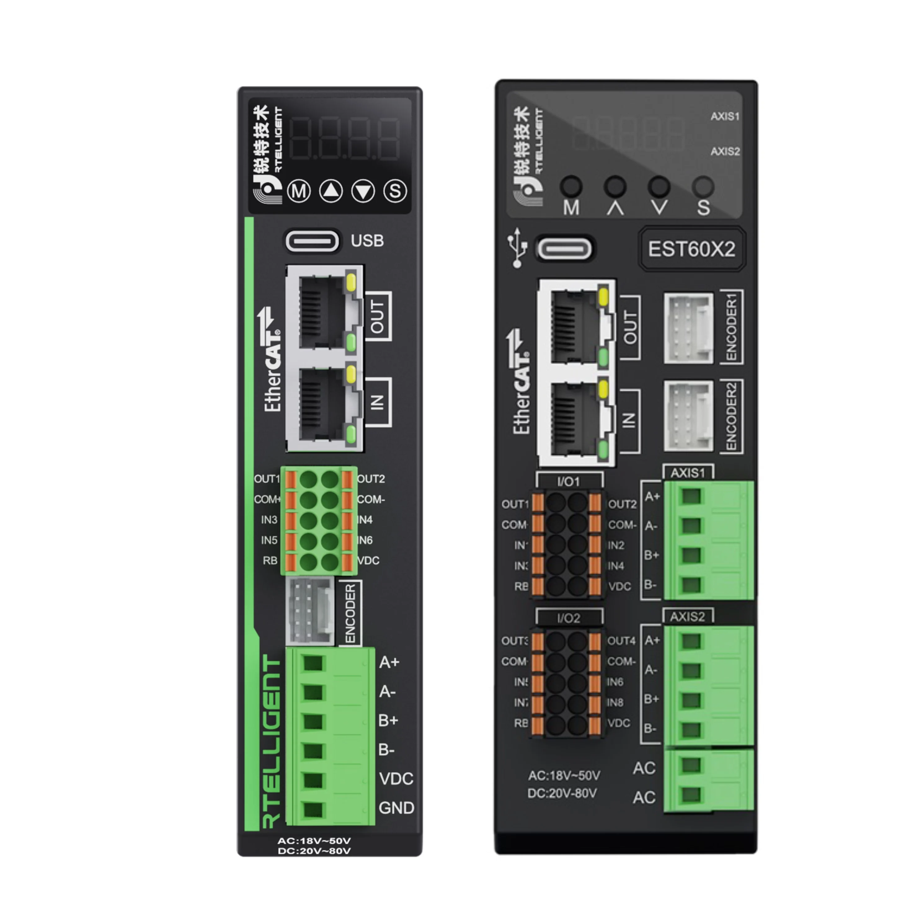 Nema23/24 Support CoE Ethercat New Single Or Dual-Axis Field Bus Type  EST60 or EST60X2  Servo Closed Loop Stepper Driver