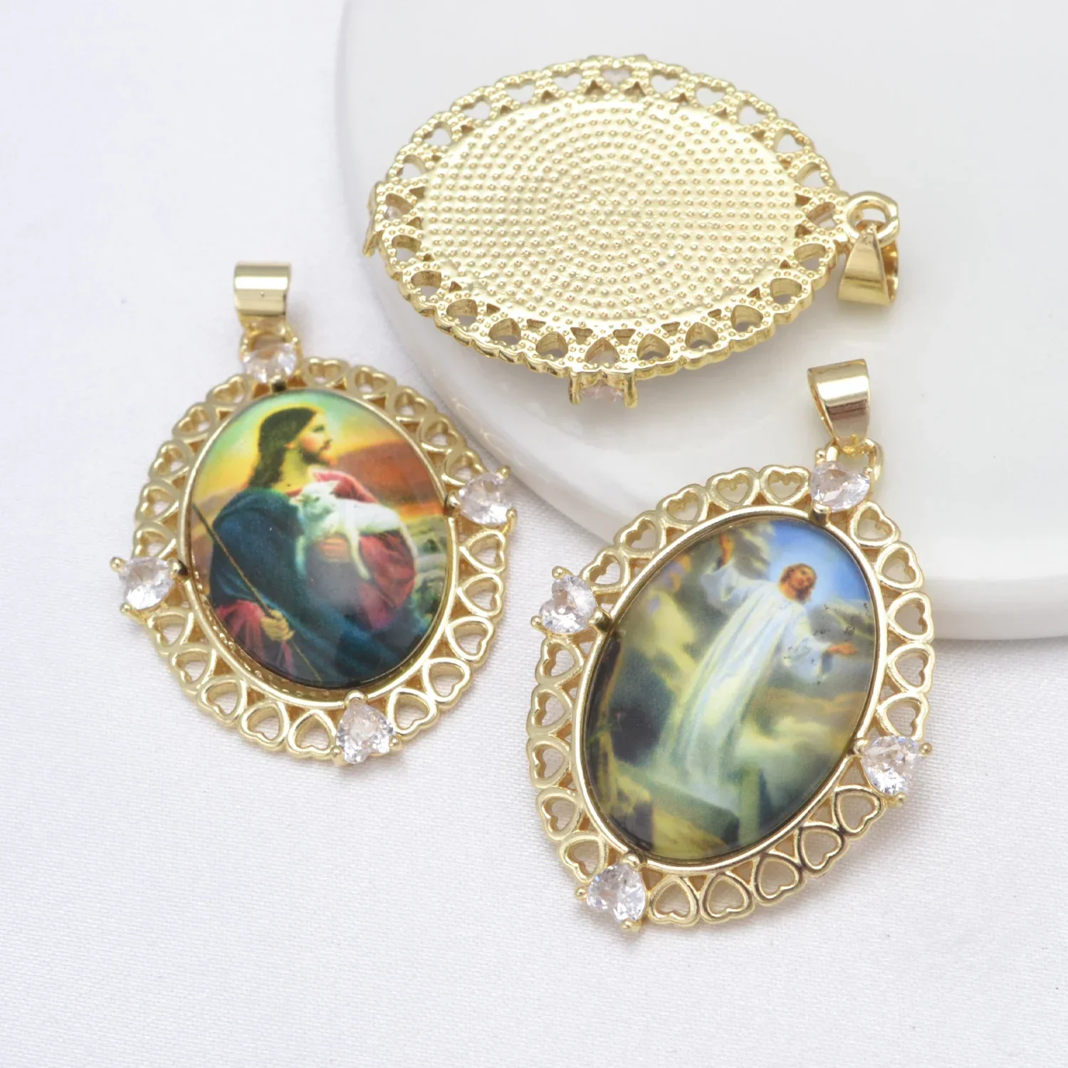 LJRIVER Religious Charms for Handmade DIY Jewelry Accessories Holy Family Sant'Antonio Abate St. Josephs Jesus Character Pendant