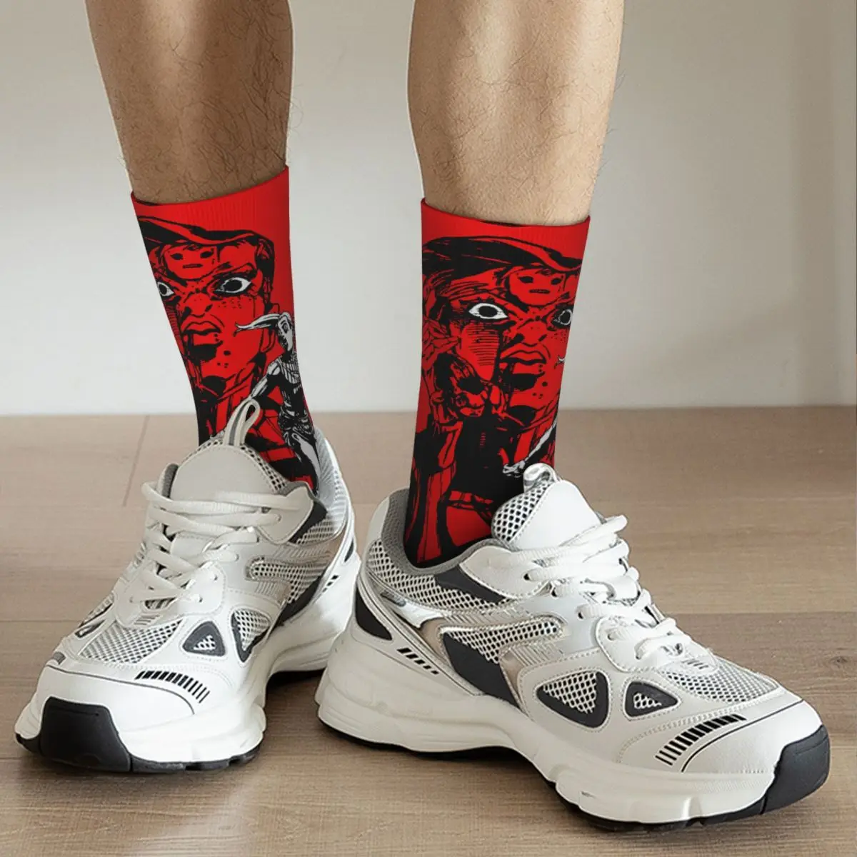 Cool Vintage Poster The Italian Mafia\'s Telephone Basketball Socks Jojos Bizarre Adventure Anime Jjba Manga Polyester Long Socks