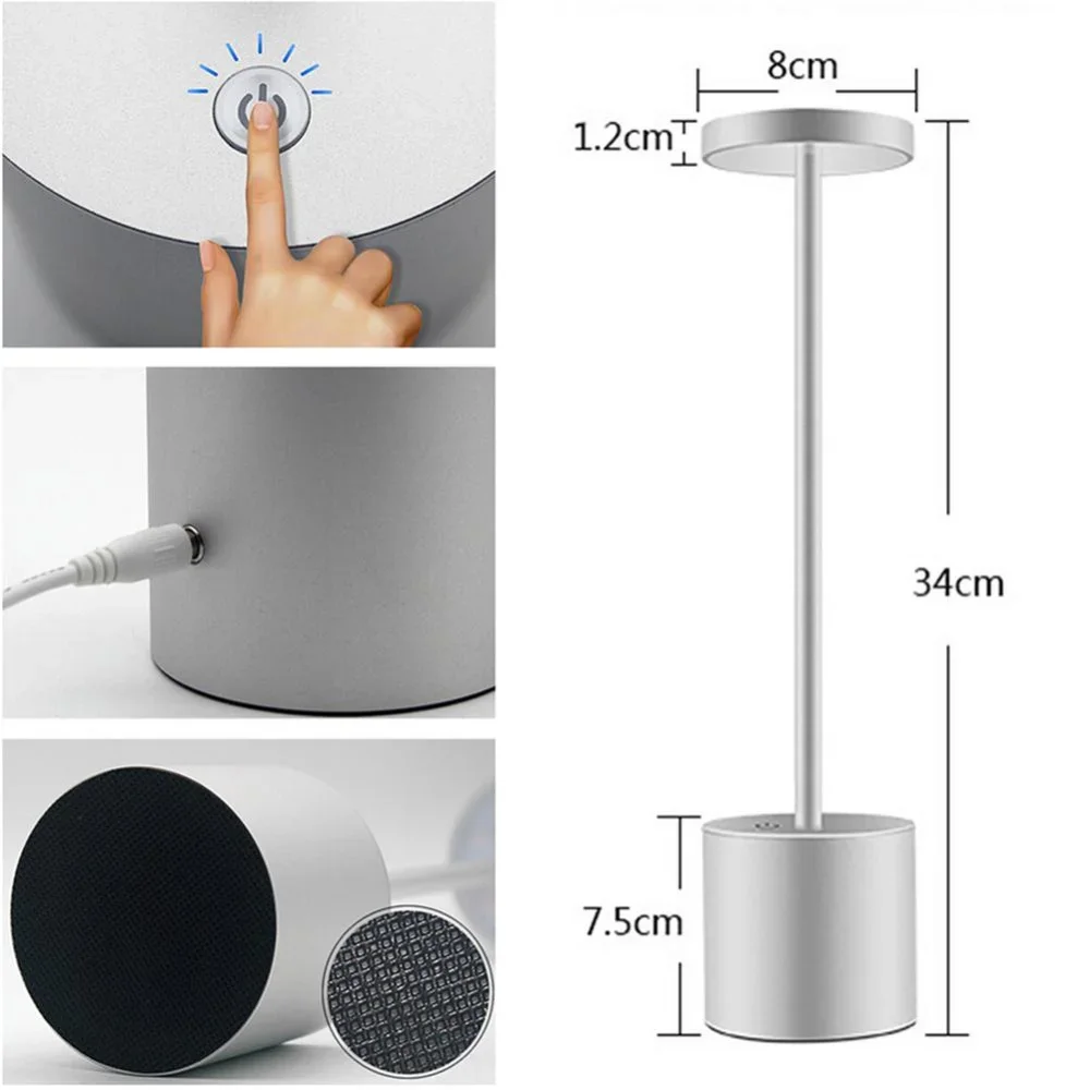 Dimmable Powered Touch Sensor Control Desk Lamp, Restaurante, Café, USB 5W carregamento lâmpada de mesa, Bar elegante luz noturna