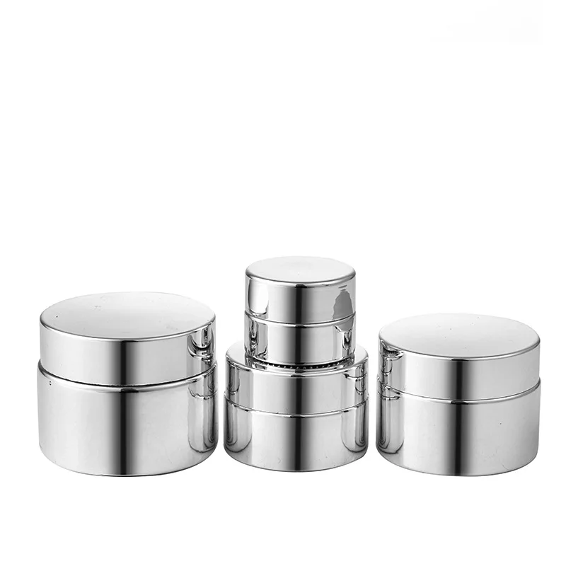 Silver Glass Cream Jar 5-50g Cosmetic Jar Face Cream Glass Bottle Cosmetic Container Makeup Container Empty Nail Glue Jar Travel
