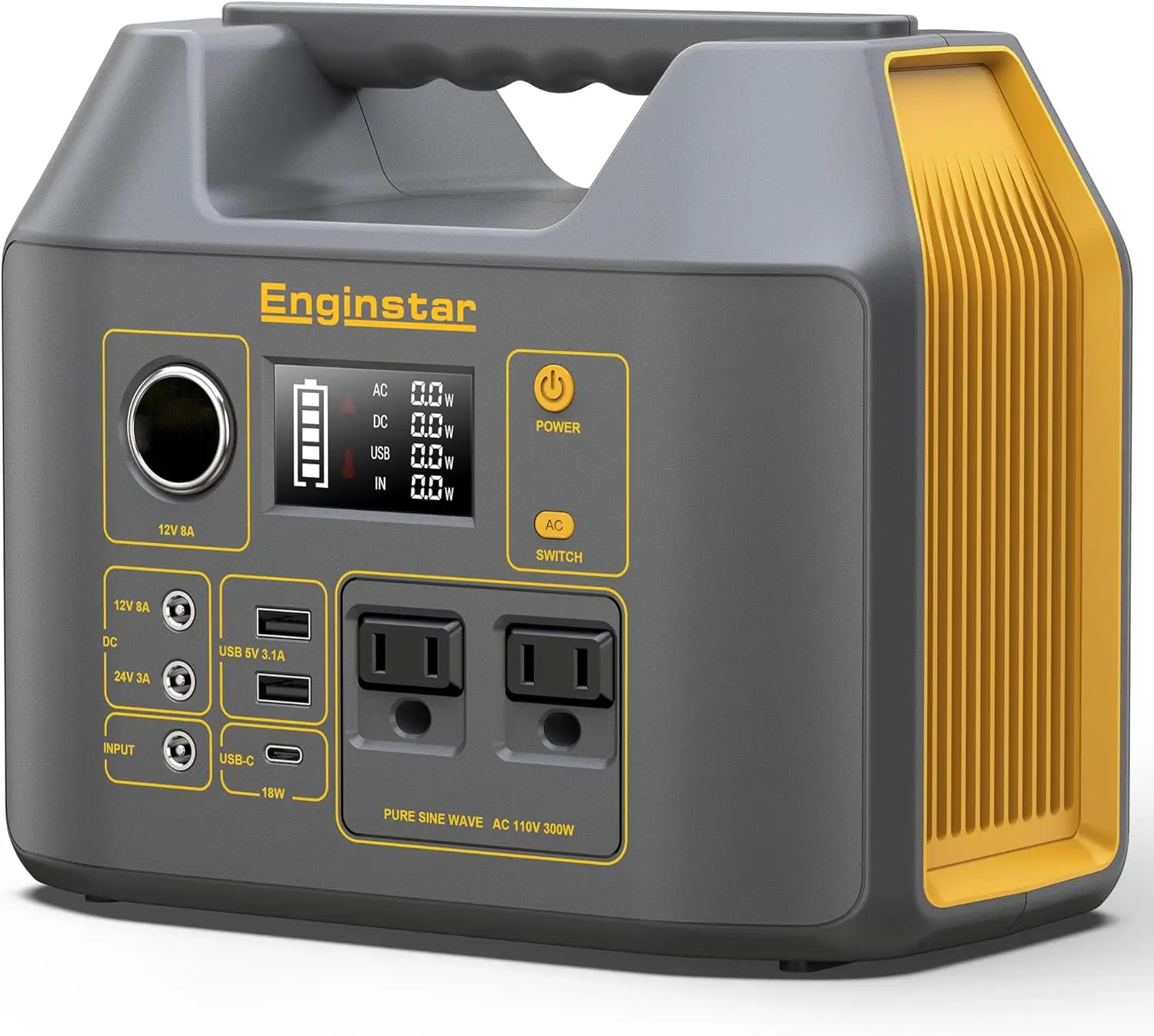 

Portable Power Station,300W Solar Generator, 110V 296Wh Power Bank Two Pure Sine Wave AC Outlet 80000mAh Lithium Battery Pack fo