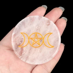 Natural Stone Crystal Coasters Round Clear Quartz Coaster for Table Housewarming Gift Home Decoration