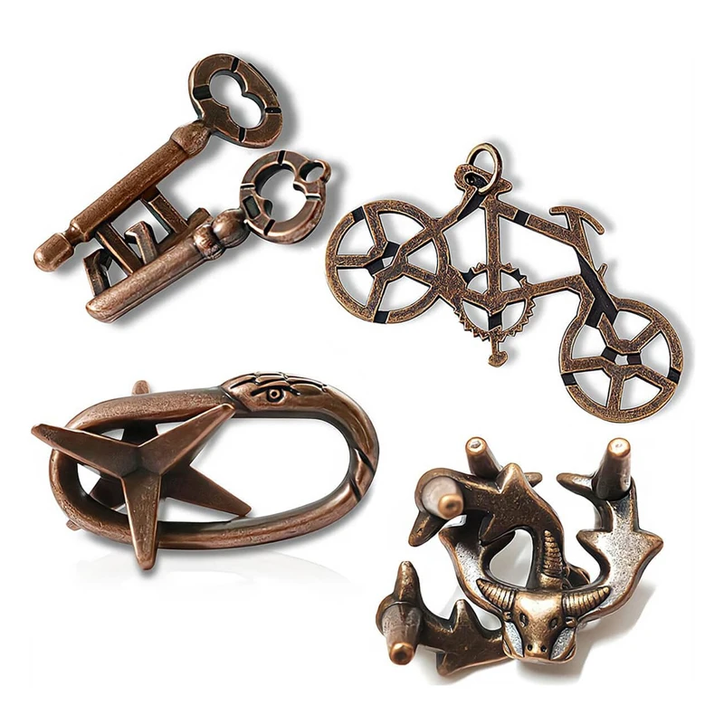 4Pcs Set Lock Puzzle Trick  Iq Games Rompecabezas Metalico Juegos De Ingenio Y Habilidad Mental