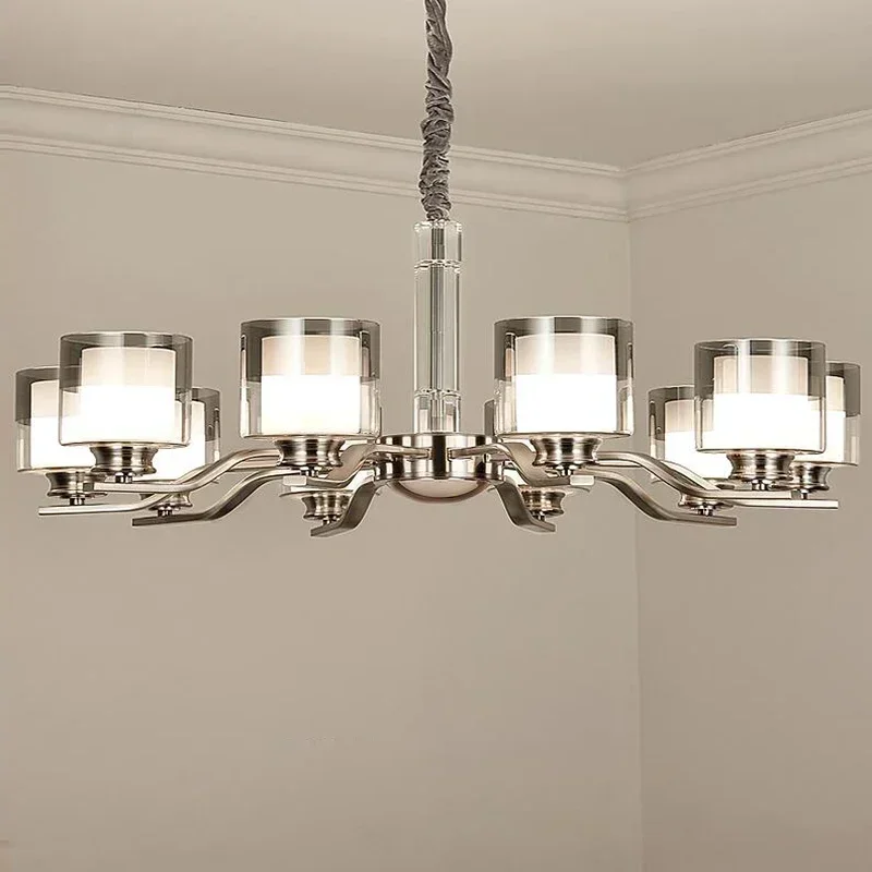 Modern Nickel Metal Led Chandeliers Lighting Living Dining Room Pendant Lights Home Decor Bedroom Kitchen Hanging Lamp Luminaire