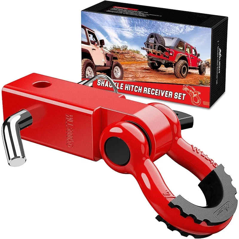 

Shackle Hitch Receiver 2Inch 45000 LBs Breaking Strength 3/4" D Ring Shackle w/Trailer Hitch Pin Heavy Duty Solid Recovery