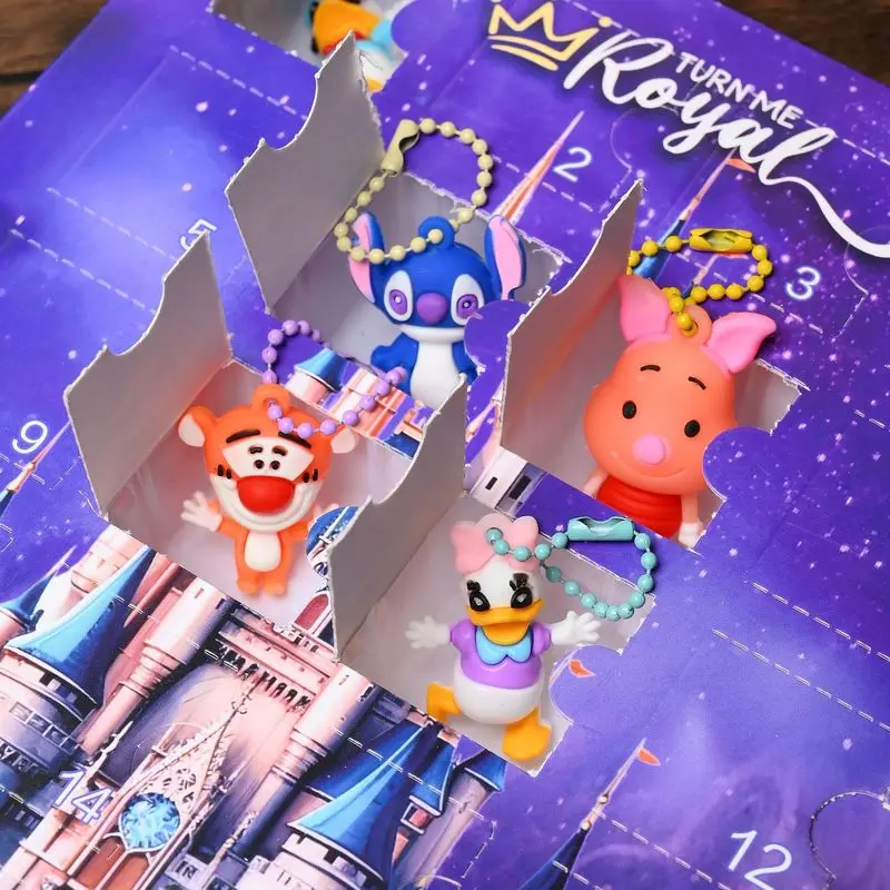 디즈니 미키와 미니 24 홀 플레이 미스터리 블라인드 박스 스트레스 완화 키 체인 소녀 크리 에이 티브 액션 피규어 장난감 깜짝 선물