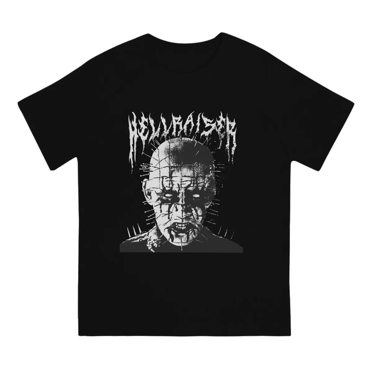 Men's Black Metal Pinhead Movie T Shirt Hellraiser 100% Cotton Clothes Fashion Short Sleeve Round Neck Tee Shirt Unique T-Shirt