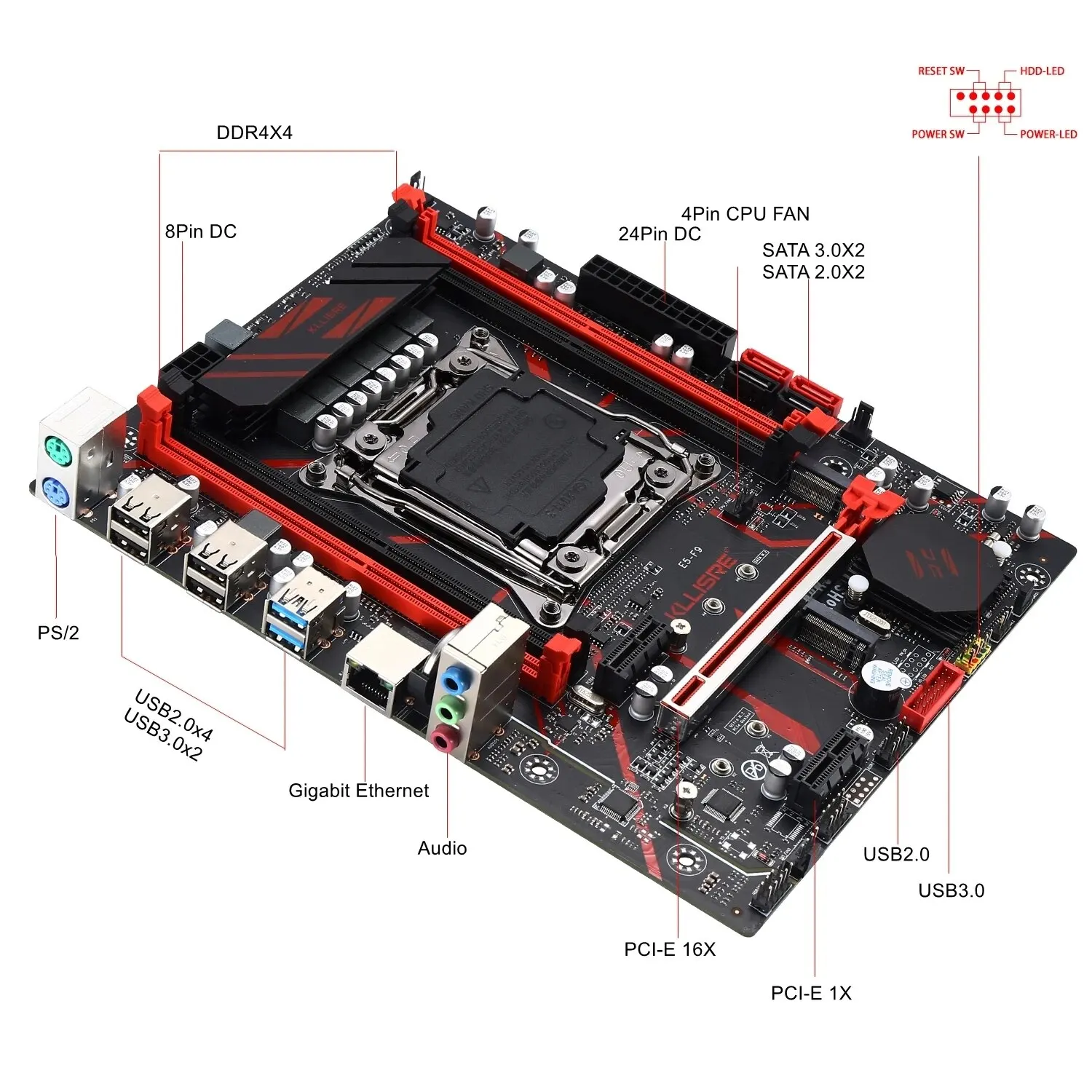 Kllisre X99 Kit Xeon E5 2650 V4 CPU 2pcs X 8GB =16GB 2666MHz DDR4 Memory LGA 2011-3 X99 Motherboard