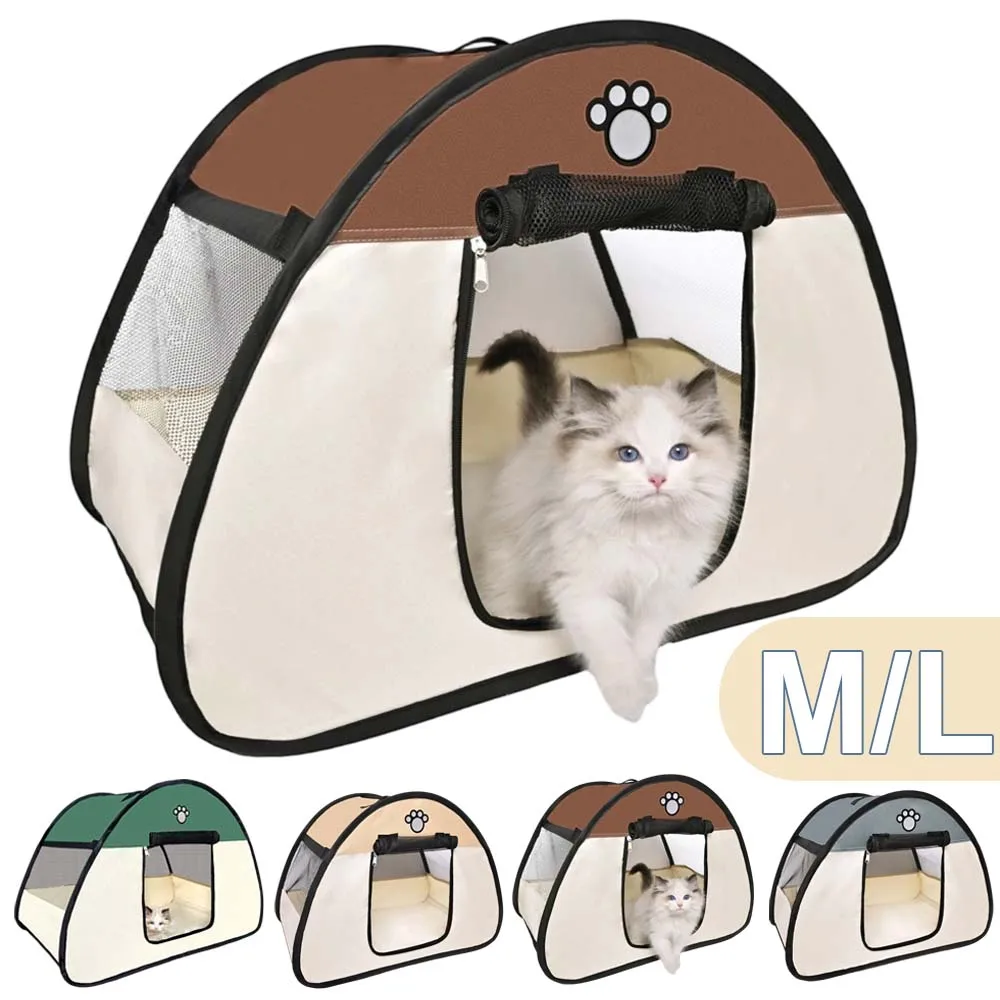 

Enclosed Cat Tent for Indoor Use Large Foldable Pet Oxford Cloth Ventilated Cat Maternity Crate House for Kittens Travel Camping