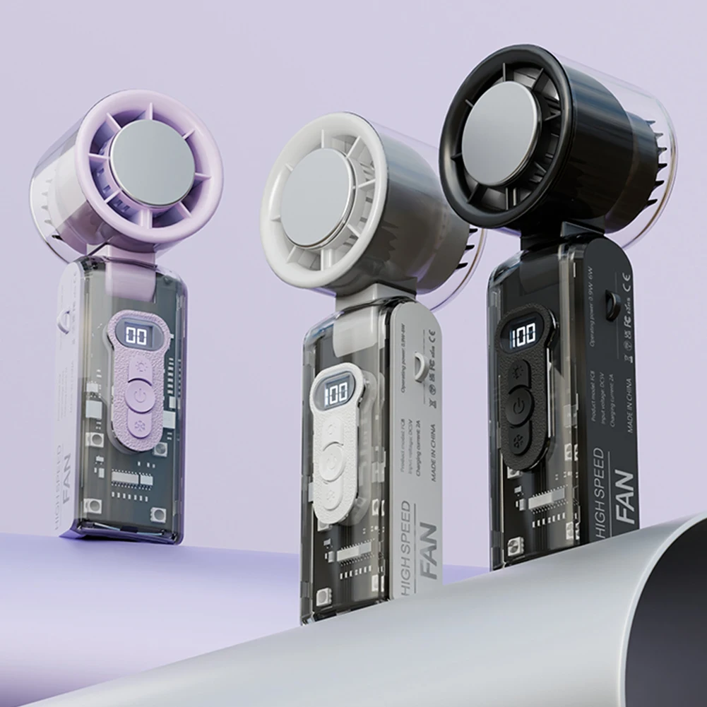 مروحة مكيف هواء محمولة للتبريد مع ضوء LED قابل لإعادة الشحن ومروحة تبريد شخصية قابلة للطي ومروحة تربو صغيرة للاستخدام في الهواء الطلق