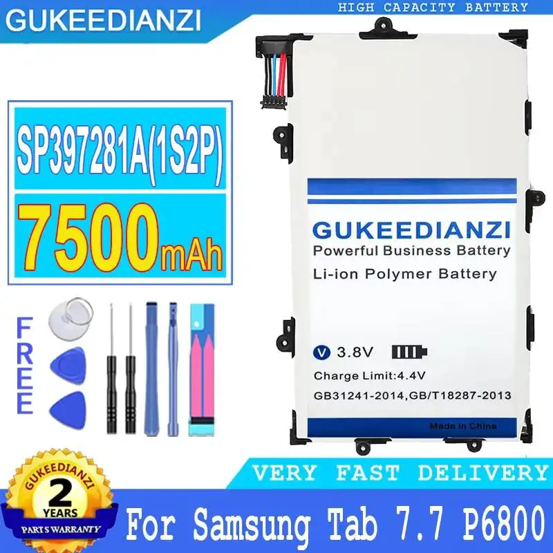 For Samsung Galaxy Tab 7.7 GT P6800 P6810 7500mAh Lightweight SP397281A 1S2P Long Lasting Tablet Battery