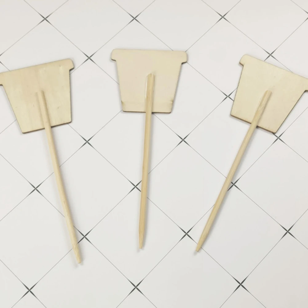 

10pcs Small Blackboard Insert Wood Plant Signs Decorative Garden Chalkboard Topper Reusable Message Board Mini Sign Hanging