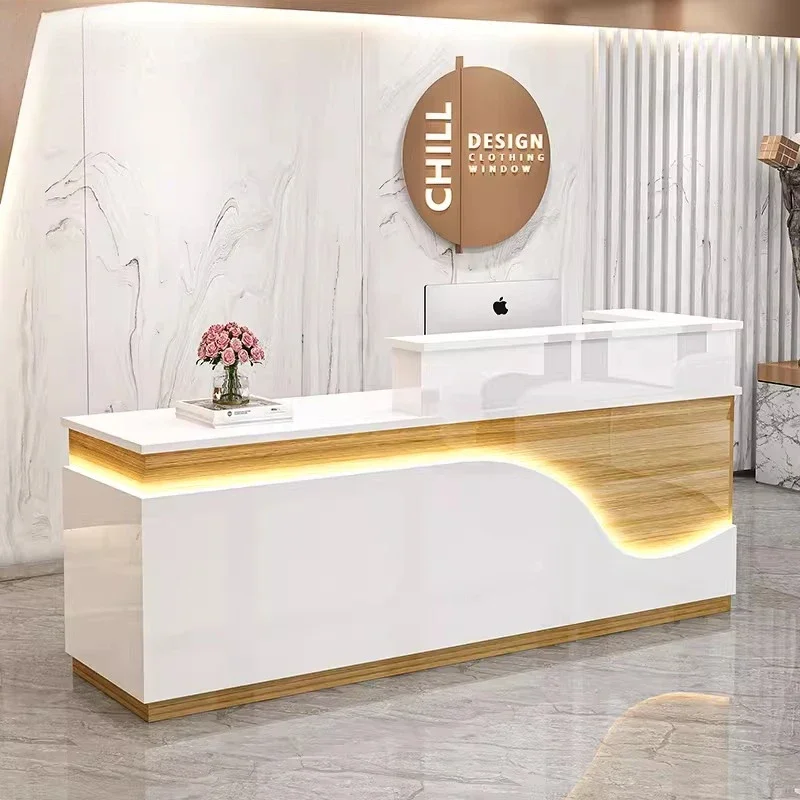 Counter Cashier Modern Beauty Salon Reception Desk Hairdressing Reception Desk Business Theke Rezeption Reception Furniture