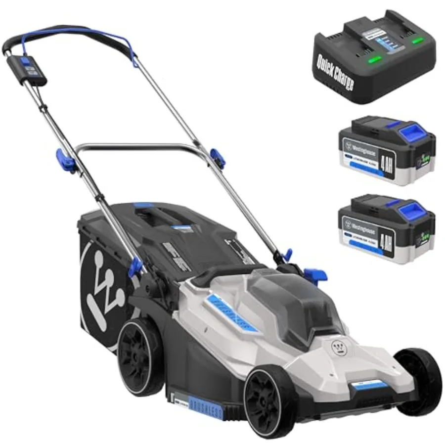 

40V 18 Inch Brushless Cordless Push Lawn Mower 6 Height Positions 2 4.0Ah Batteries and Charger Included