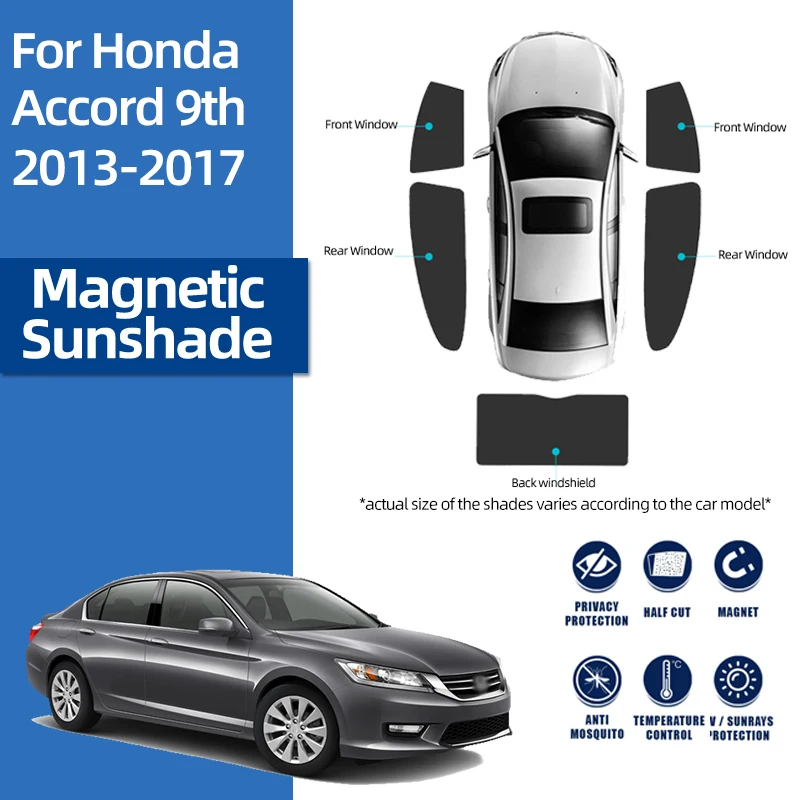 

For Honda Accord MK9 Sedan 2013-2017 Magnetic Car Sunshade Shield Front Windshield Curtain Rear Side Baby Window Sun Shade Visor