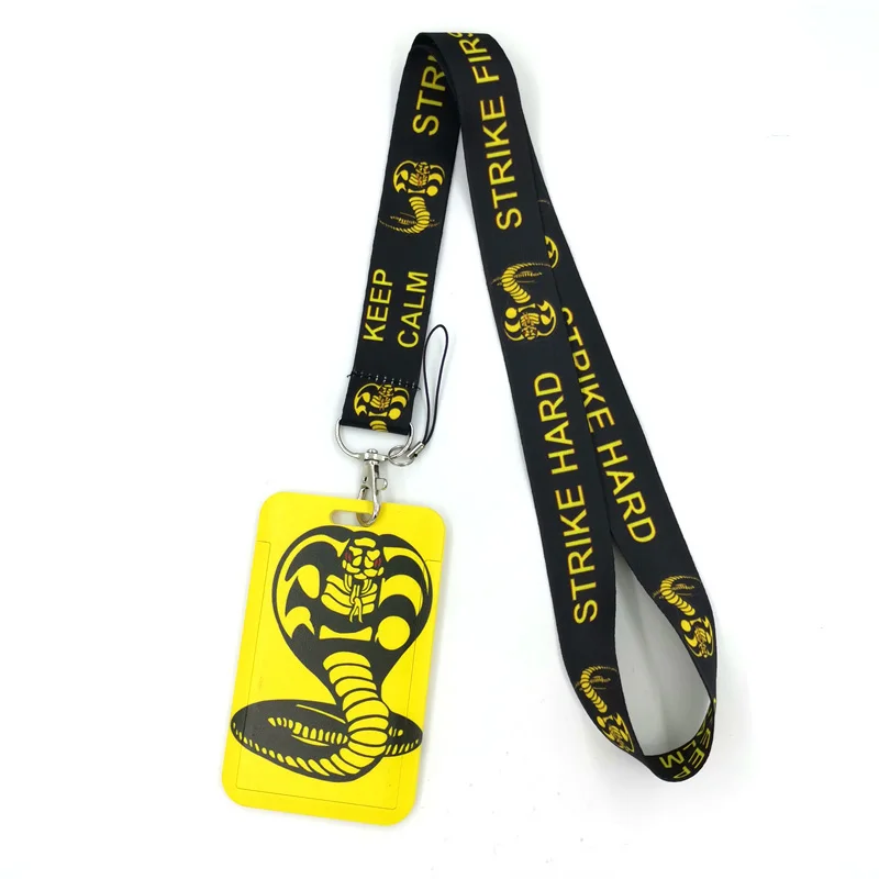 Cobra Kai Snake Lanyard Credit Card ID Holder Bag Student Women Travel Card Cover Badge Car Keychain Gifts Accessory Decorations