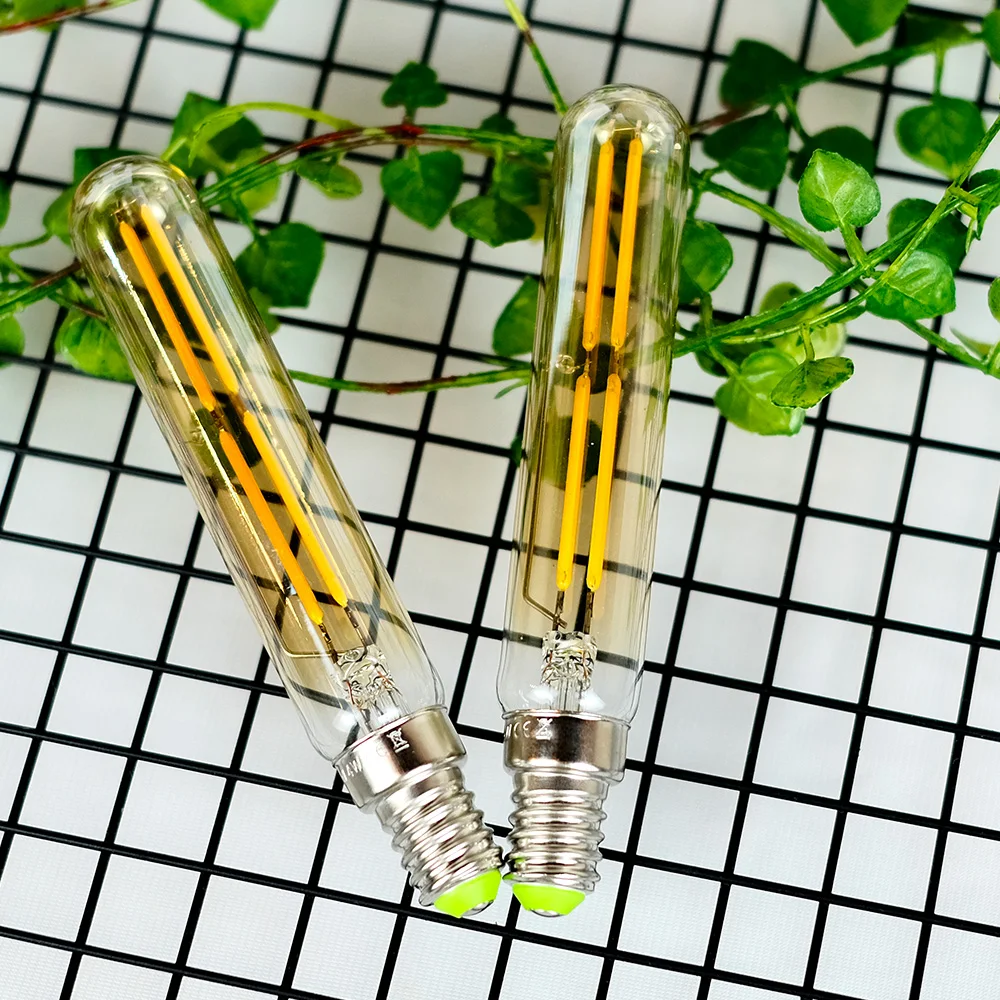 TIANFAN 2-Pack Vintage Led Bulb Tubular T20 4W Warm White Small Edsion Screw Base E14 Decorative Edison Bulb