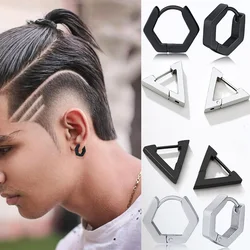 1 Pair/4 Pairs Triangle Hexagon Earrings for Men Women Geometry Hex Huggie Stainless Steel Modern Unique Earring Unisex Jewelry