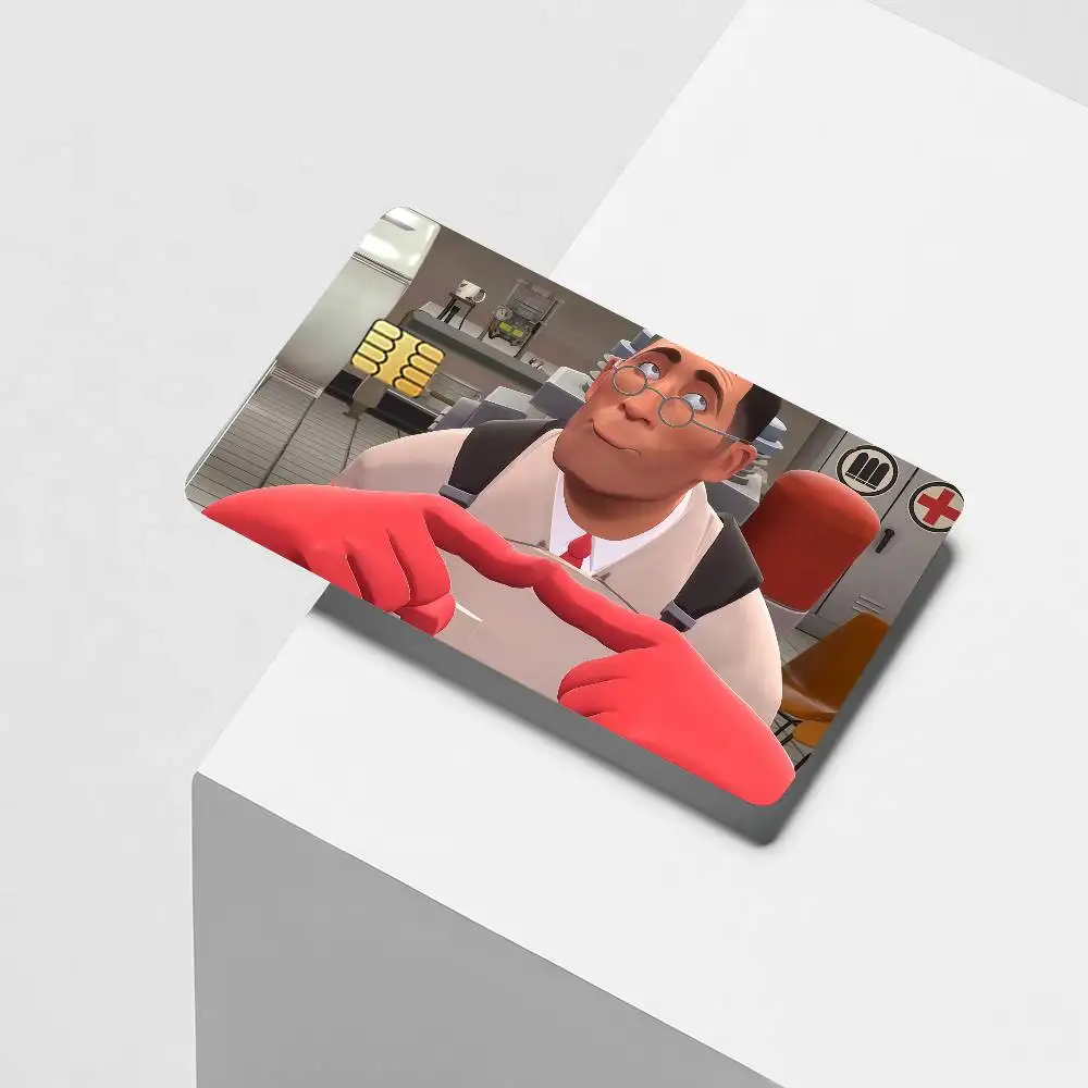 Game T-Team F-Fortress 2 Credit Card Decorative Card Stickers Suitable For Bank Cards Metro Transit Anti-scratch Gift 4PCS