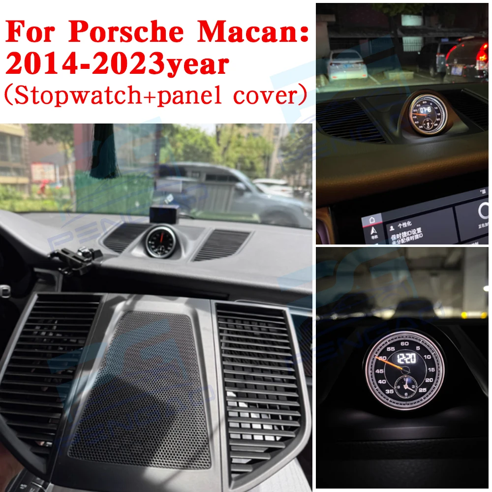 

Car stopwatch cover for Porsche Macan 95B 2014-2023 stopwatch clock electronic Digital timer panel watch red interior Parts