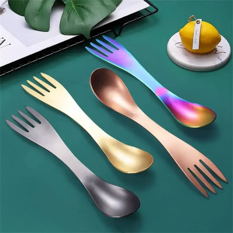 Outdoor Camping Picnic Titanium Spork Spoon Tableware Ultralight Hiking Camping Travel Tableware Cookware Portable Outdoor Keith