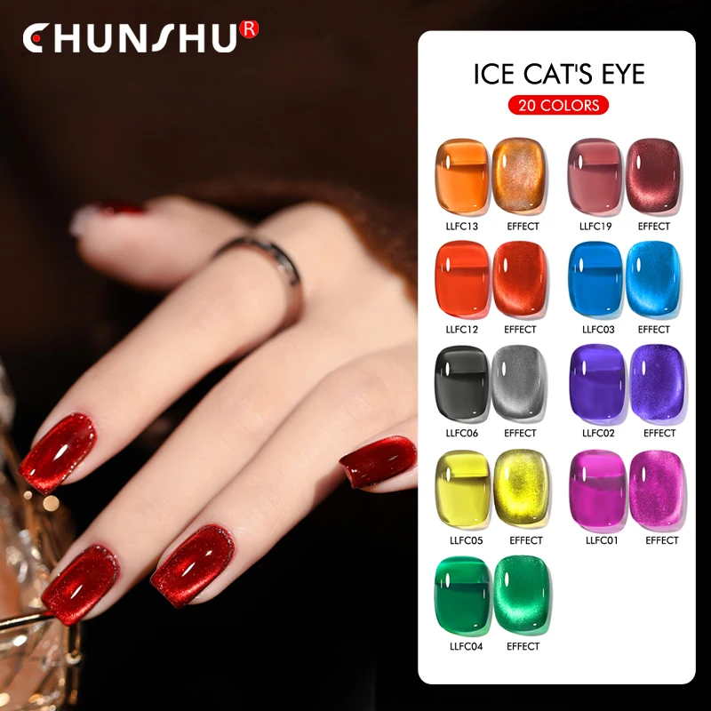 CHUNSHU 10ml White Water Light Magnetic Gel Polish Match With Color-Translucent Top Coat Ultra Shiny Crystal Cat Eye Nail Vanish