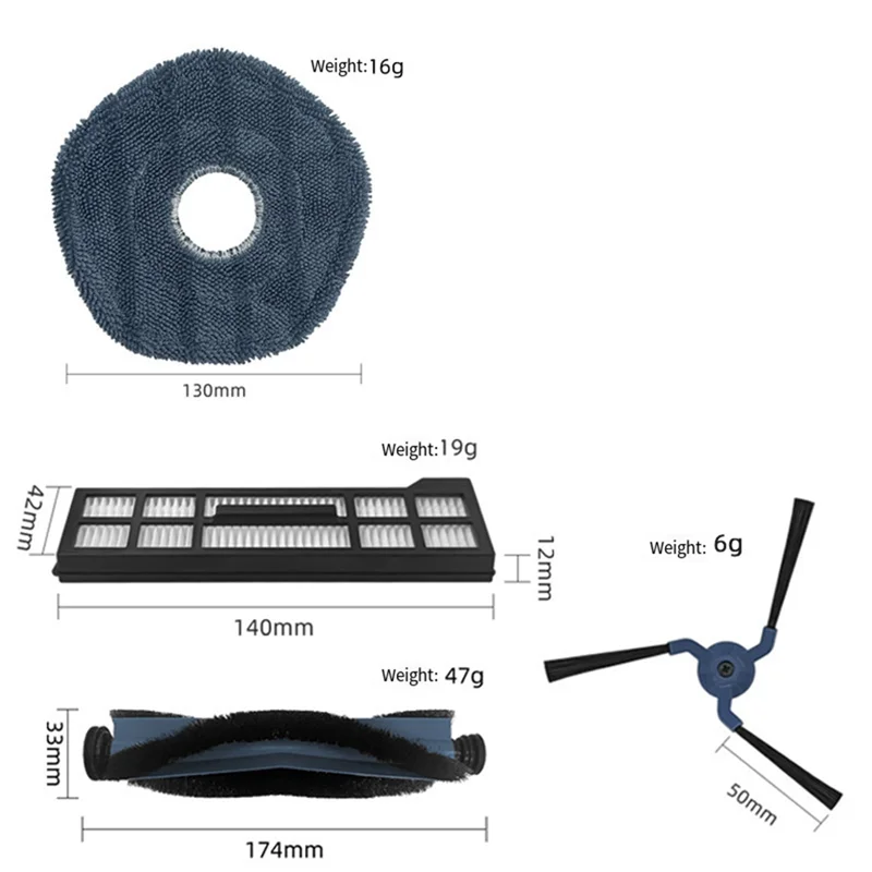 SANQ لـ Eufy X10pro Omni جهاز آلي لتنظيف الأتربة ملحقات فرشاة جانبية رئيسية مرشح قماش ملحقات فرشاة