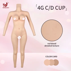 KUMIHO C/D Cup Bodysuit Silicone Crossdressing with Sleeve Fake Vagina Pussy for Crossdresser Transgender Silicone Full Bodysuit