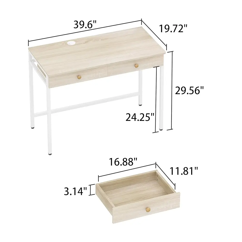 Computer Desk With Drawers, Home Office Desk For Writing, Studying, And Gaming - Sturdy And Spacious Workstation For Pc And