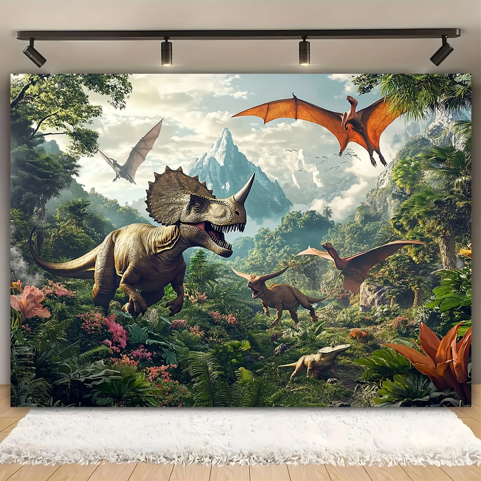 Dinosaurier-Hintergrundstoff mit Fotografie-Motiv, multifunktionales Polyester-Banner, geeignet für Geburtstage