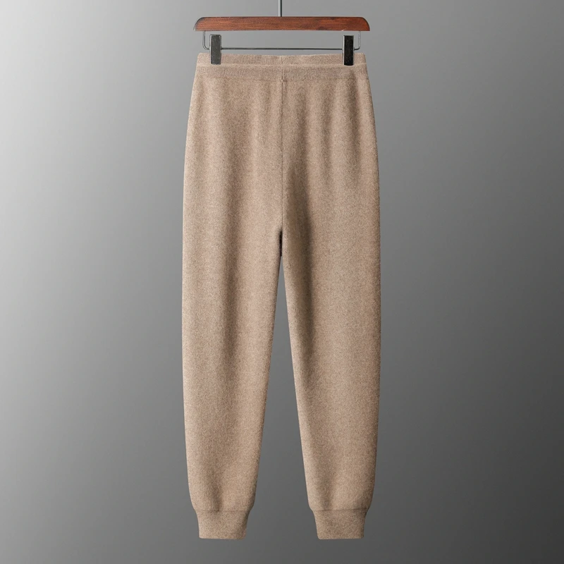 

Мужские четыре плоских термоусадочных брюк с воздушным слоем, 100% кашемировые трикотажные брюки с эластичной резинкой на талии, повседневные модные спортивные брюки, толстые осень/зима