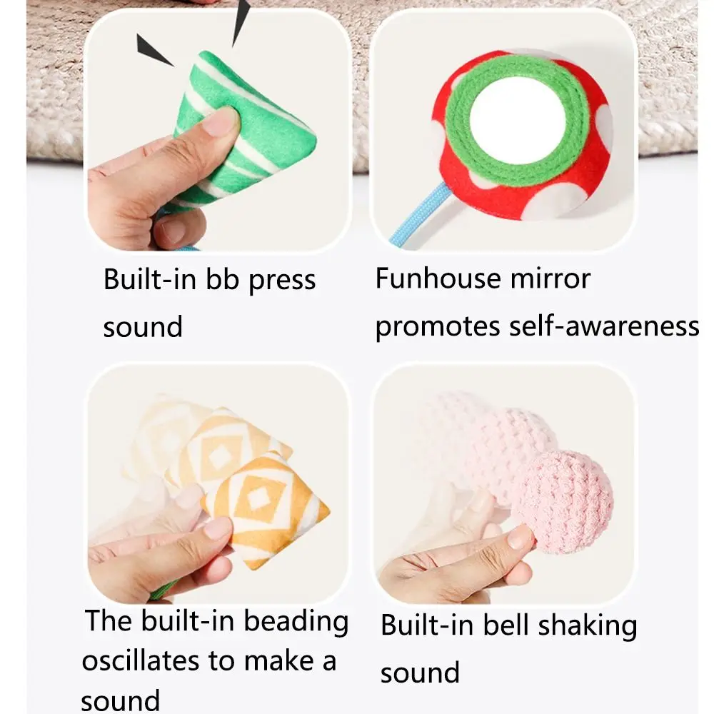 Crab-shaped Baby Pull String with Clamp Ringing Beads Stroller Hanging Ornaments Distorting Mirror Teether Learning Activity