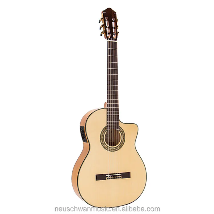 Spanish Flamenco Cutaway Classical Guitar Handcrafted Spruce Top Acoustic Guitar Built-in Fishman