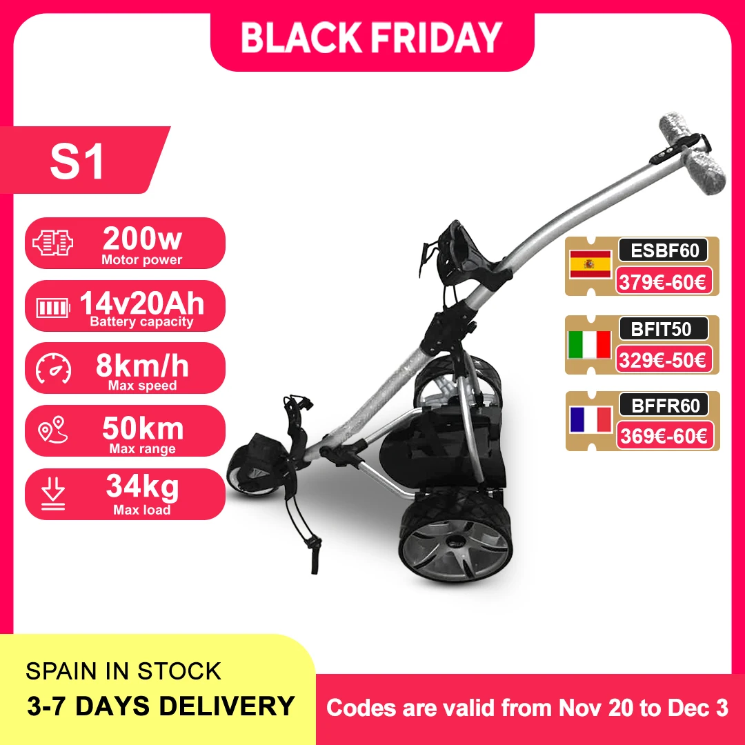 Buggy de Golf 200W moteur 14.4V 20Ah chariot de Golf au Lithium 8 KM/h vitesse 30 degrés fonction de mémoire d'escalade indicateur de batterie ​ ​   S1